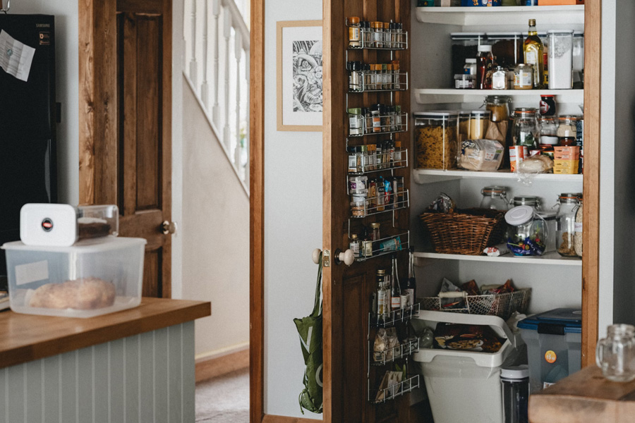 A pantry in a kitchen